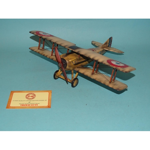 321 - A Thomas Gunn Mini Model of a Spad VII (Tan version with swastika) biplane, limited-edition of six, ... 