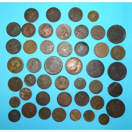 380 - A collection of Georgian halfpennies and pennies, including a 1776 Irish halfpenny and a small quant... 