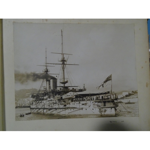 46 - An album of early-20th century naval photographs, including HMS Britannia & HMS Hindostan, crew,... 