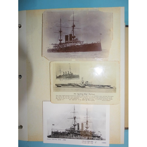 49 - An album of photographs and postcards, including approximately 30 of submarines, also approximately ... 