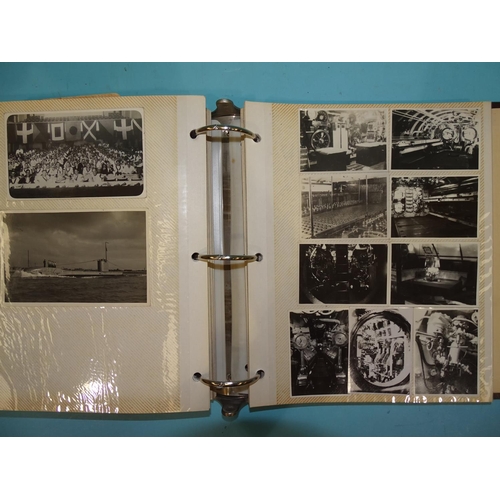 49 - An album of photographs and postcards, including approximately 30 of submarines, also approximately ... 