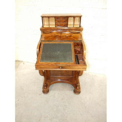 10 - A Victorian good-quality burr walnut piano-top Davenport with pop-up top and fitted interior, above ... 