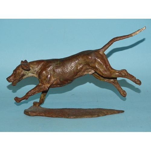 102 - Sally Rutherford (b.1940), a cold-painted bronze figure of a fox and another of a hound, both on sig... 