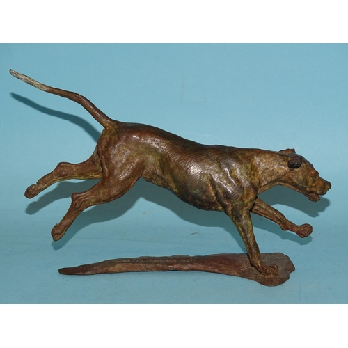 102 - Sally Rutherford (b.1940), a cold-painted bronze figure of a fox and another of a hound, both on sig... 