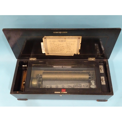 108 - A Nicole Freres rosewood and grained music box playing ten airs, having a single drum and signed com... 