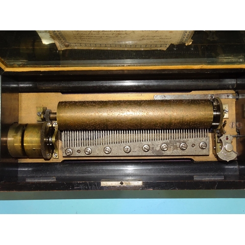 108 - A Nicole Freres rosewood and grained music box playing ten airs, having a single drum and signed com... 