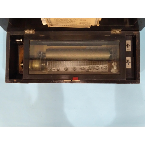 108 - A Nicole Freres rosewood and grained music box playing ten airs, having a single drum and signed com... 