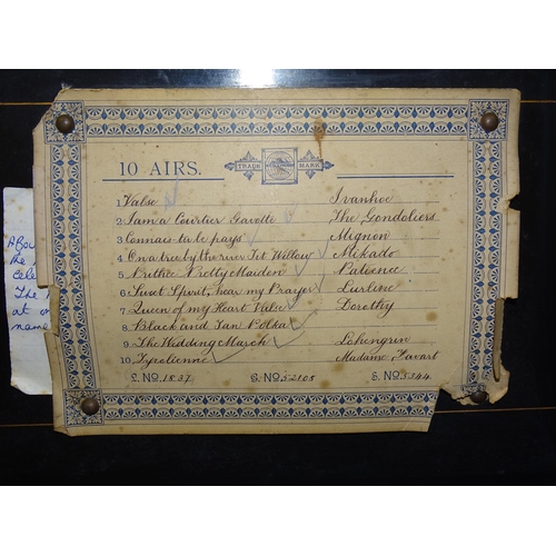 108 - A Nicole Freres rosewood and grained music box playing ten airs, having a single drum and signed com... 