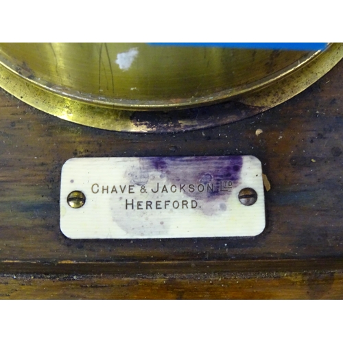 125 - An oak-cased barograph by Chave & Jackson Ltd, Hereford, with apron chart drawer, 37cm wide, 21.... 
