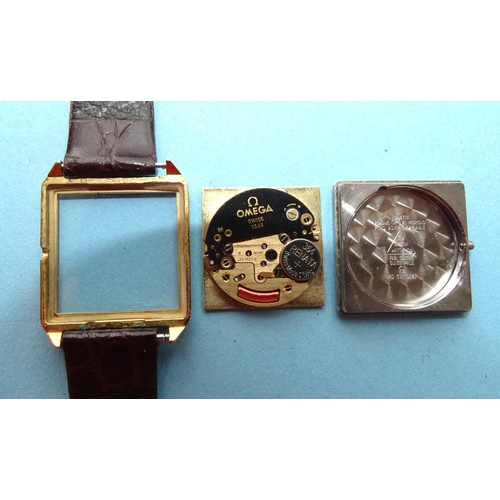 137 - Omega De Ville, a lady's square face gold-plated wrist watch with quartz movement (untested), number... 