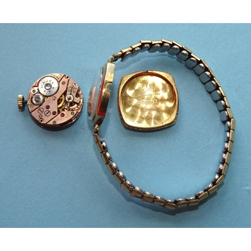 138 - Majex, a lady's 9ct gold-cased wrist watch on plated bracelet, (engraved inscription to case), (work... 