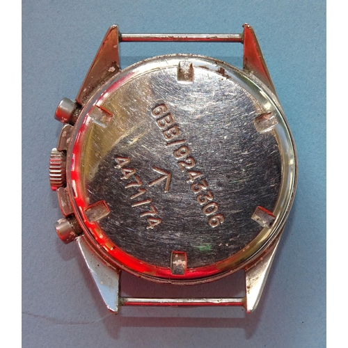 145 - A CWC British military chronograph steel-cased wrist watch, the signed black dial with two inset sub... 