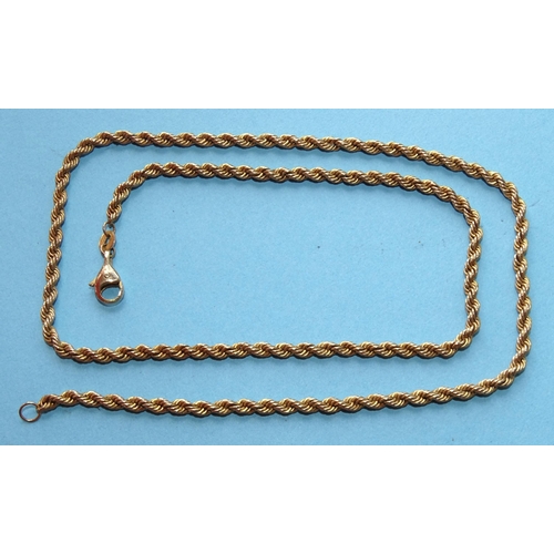252 - A 9ct gold rope-twist necklace, 50cm, 15.2g.