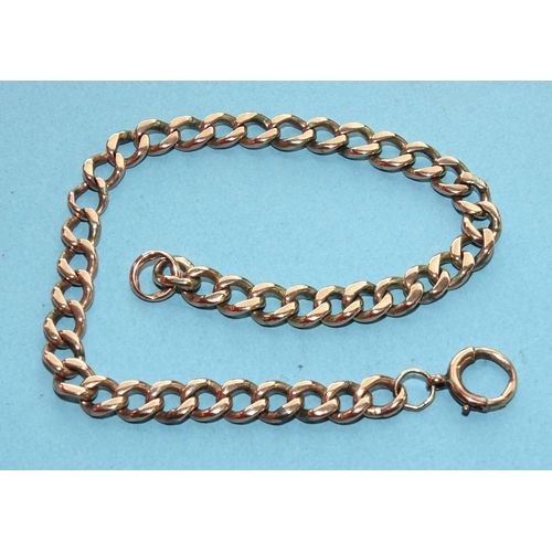 272 - A rose gold curb-link bracelet, tests as approximately 9ct gold, 19cm, 9g.