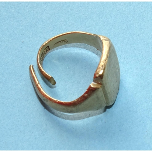 279 - A 14ct gold signet ring, (a/f), 5g.