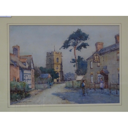 41 - W S Stephenson R.C.A. (1857-1938) THE BULL RING, LOPPINGTON, SHROPSHIRE Signed watercolour, 27.5 x 3... 