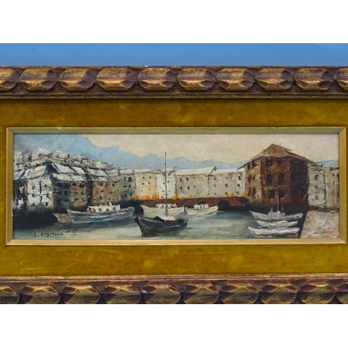 57 - Lucy Du Bois Reymond (Attrib.) MEDITERRANEAN HARBOUR SCENE WITH BOATS AND BUILDINGS Oil on board, si... 