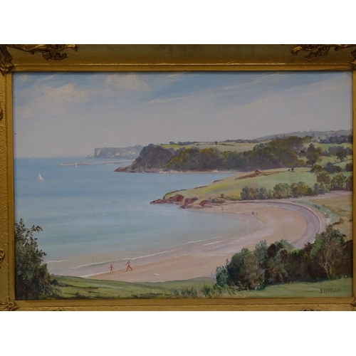 64 - J H Willis BROAD SANDS, TORQUAY Signed oil on board, 46.5 x 69cm, titled label verso.... 