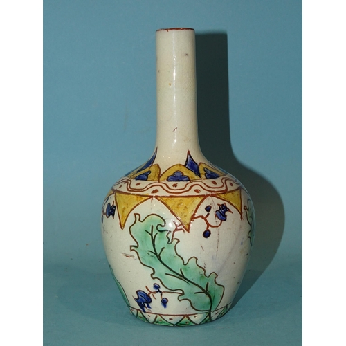 89 - Carlo Manzoni (1855-1910), an art pottery vase of ovoid body and long neck decorated with stylised l... 