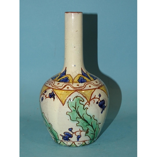 89 - Carlo Manzoni (1855-1910), an art pottery vase of ovoid body and long neck decorated with stylised l... 