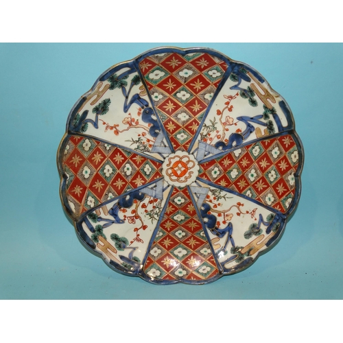 91 - A pair of Oriental Imari-pattern chargers, 32cm diameter, (2).