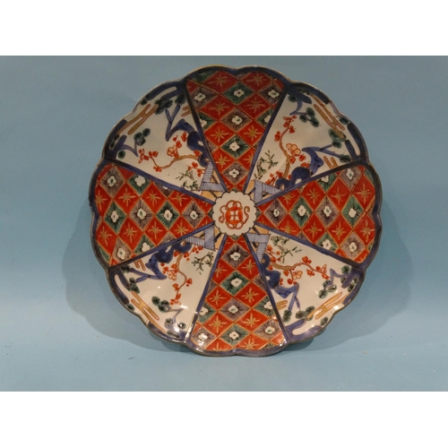 91 - A pair of Oriental Imari-pattern chargers, 32cm diameter, (2).