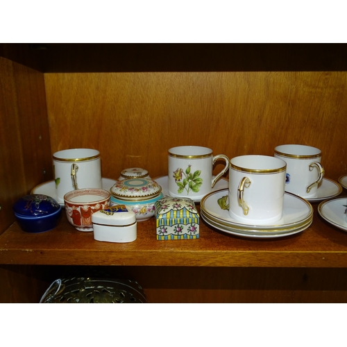 156 - Eight Royal Worcester floral coffee cans and saucers and other modern ceramics.