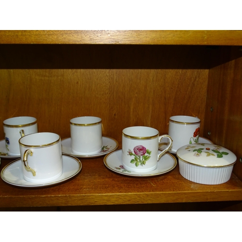 60 - Eight Royal Worcester floral coffee cans and saucers and other modern ceramics.