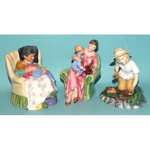 101 - A collection of six Royal Doulton figurines: 'The Favourite' HN2249, 'Old Mother Hubbard' HN2314, 'S... 