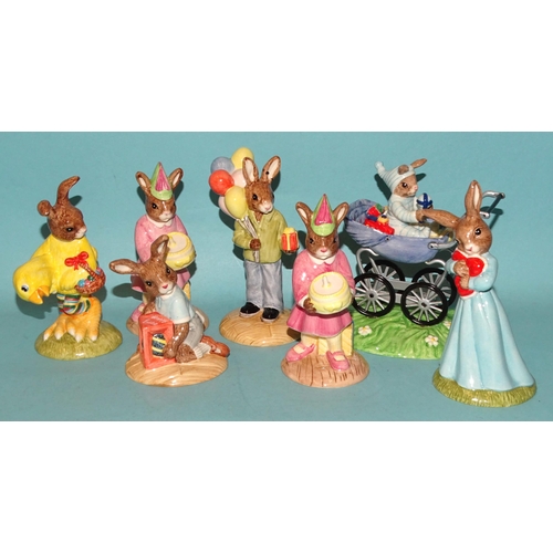 102 - Seven Royal Doulton 'Bunnykins' figures from the 'Occasions' Collection: 'Christening Day Boy' DB328... 