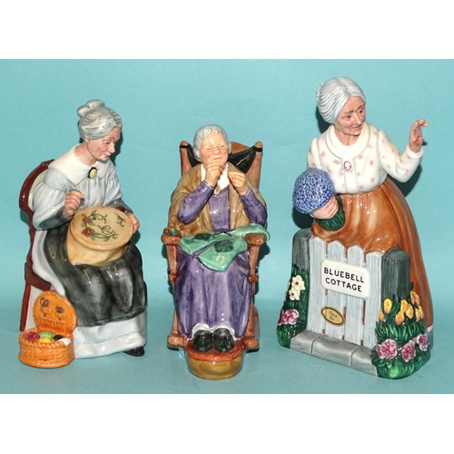 103 - A collection of six Royal Doulton figurines: 'Thank You' HN2732, 'Embroidering' HN2855, 'Pretty Poll... 