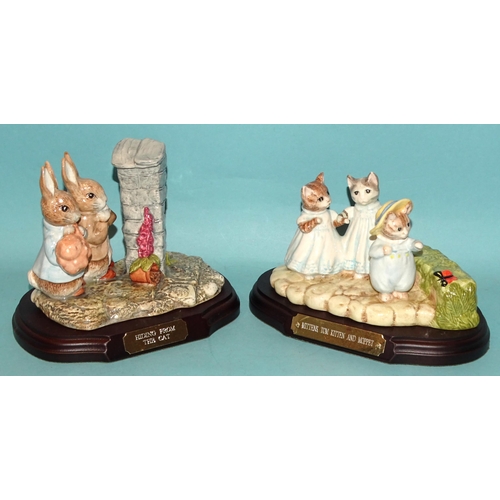 104 - Four Royal Doulton Beswick Ware 'The World of Beatrix Potter' tableau pieces, comprising: 'Mrs Rabbi... 