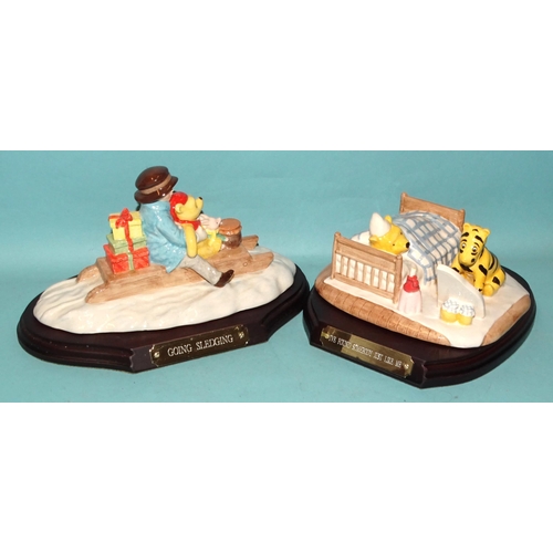 106 - Eight Royal Doulton figures from the Winnie-the-Pooh collection: 'Going Sledging' WP34, 325/5000, 'I... 