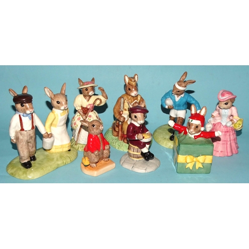 115 - A collection of fifteen Royal Doulton Bunnykins figures: 'Witches Cauldron' DB293, 'Rugby Player' DB... 