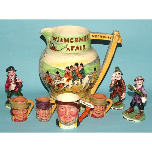 118 - A Fieldings Crown Devon 'Widdecombe Fair' musical jug, 20cm high (working), three small Will Young f... 