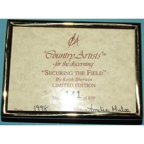 139 - Country Artists, a limited-edition sculpture 'Securing The Field' by Keith Sherwin, no.141/850, with... 