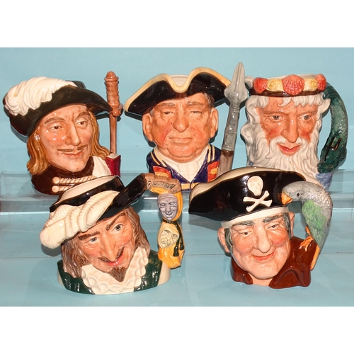 159 - A collection of twenty-one Royal Doulton character jugs, including 'Bacchus' D6499, 'Long John Silve... 