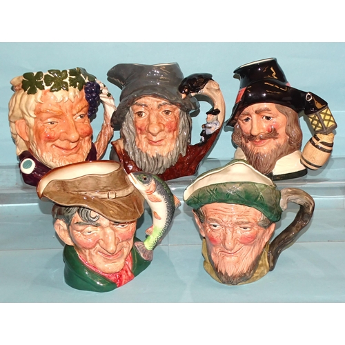 159 - A collection of twenty-one Royal Doulton character jugs, including 'Bacchus' D6499, 'Long John Silve... 