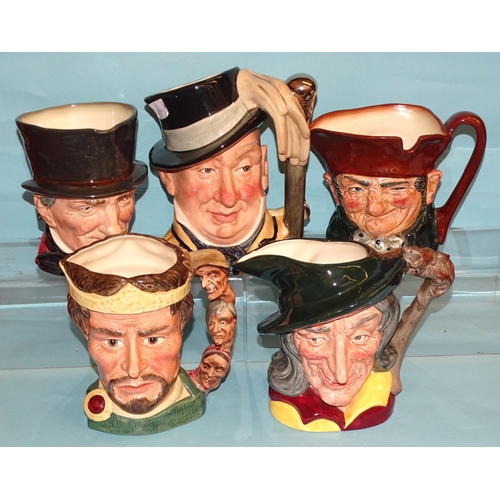 161 - A collection of twenty-one Royal Doulton character jugs, including 'Mr Micawber' D7040, 'Macbeth' D6... 