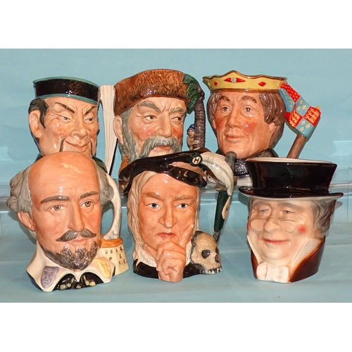 161 - A collection of twenty-one Royal Doulton character jugs, including 'Mr Micawber' D7040, 'Macbeth' D6... 