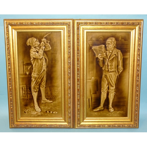 42 - Two Sherwin & Cotton Dickensian figure tiles modelled in low relief by George Cartlidge, c1890, ... 