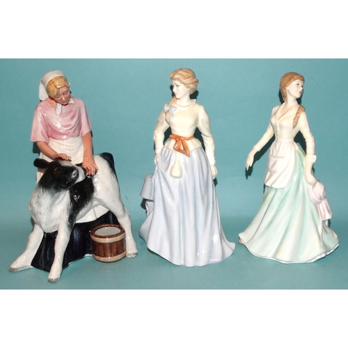 82 - A collection of seven Royal Doulton figurines: 'Farmer' HN3195, 'The Master' HN2325, 'Fair Maid' HN4... 