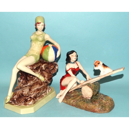 Two Kevin Francis/Peggy Davies Ceramics figurines: 'Beach Belle' 290/750 and 'Making Friends' 2002 Guild piece no.35, (both with certificates, (no boxes), (2).