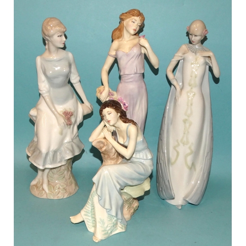 88 - A collection of four Royal Doulton figurines: 'Tender Moment' HN4192, 'Debut' HN3046, 'Rose Arbour' ... 