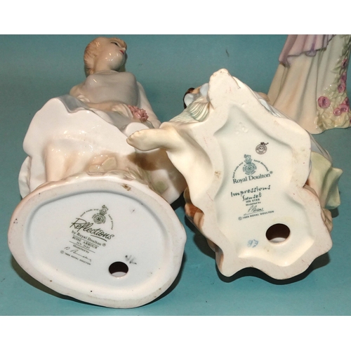 88 - A collection of four Royal Doulton figurines: 'Tender Moment' HN4192, 'Debut' HN3046, 'Rose Arbour' ... 