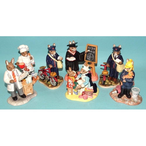 94 - Seven Royal Doulton 'Bunnykins' figures from The Professions collection: 'Teacher' DB380, 'Doctor' D... 