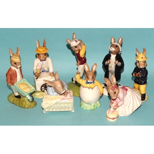 97 - A collection of sixteen Royal Doulton 'Bunnykins' figures, including 'Bride', 'Groom', 'Bridesmaid',... 