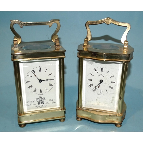 185 - A silver-plated carriage timepiece commemorating the Royal Silver Jubilee, (case in poor condition),... 