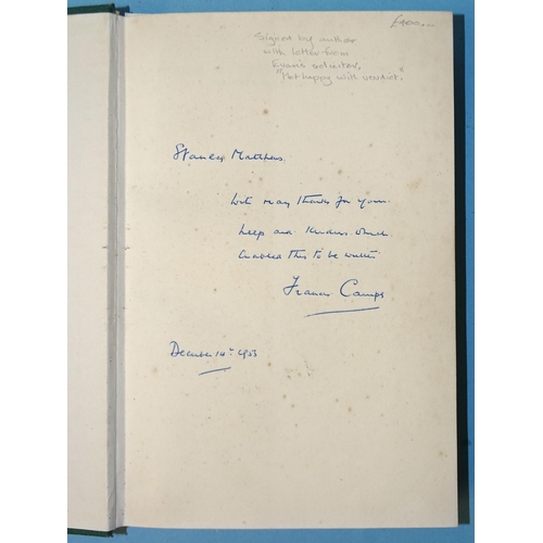 61 - Camps (Francis E), Medical and Scientific Investigations in The Christie Case, signed by author with... 