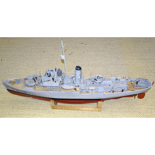 630 - A model of K49, HMS Crocus - Flower Class Corvette, with fibreglass hull, many wood and metal deck d... 